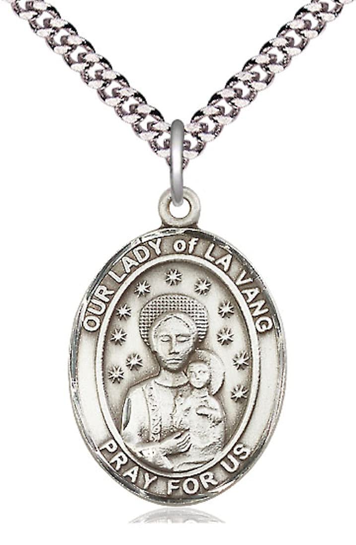 Our Lady of La Vang Medal in Fine Pewter, 3/4" tall, Your Choice of Chain, # 5639