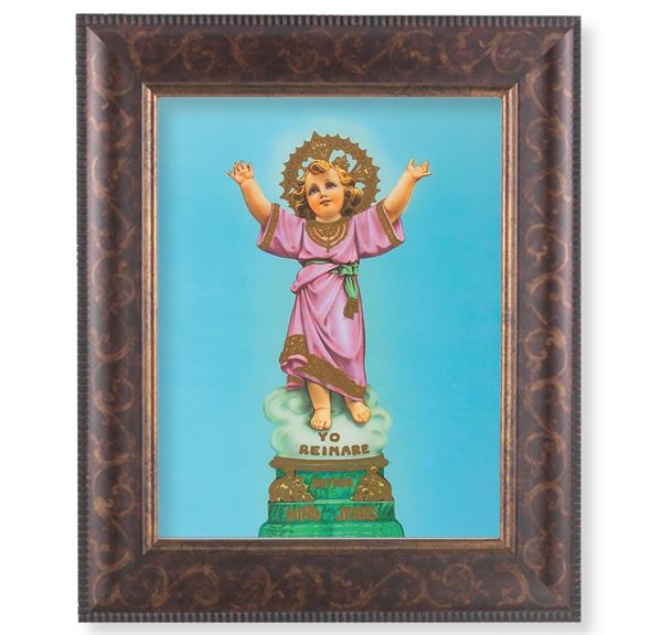 Divino Nino Picture, 11-1/4"x13-1/4, Antique Gold & Espresso Frame, Italian Print Under Glass # 25794