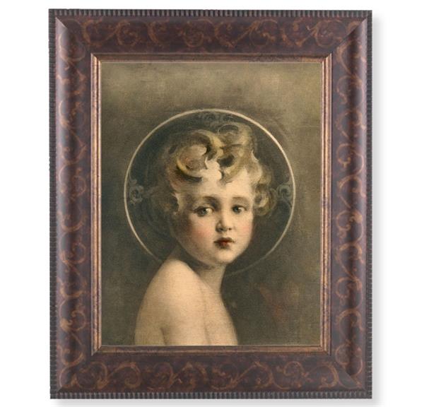 Light of The World Picture, 11-1/4"x13-1/4, Antique Gold & Espresso Frame, Italian Print Under Glass # 25799