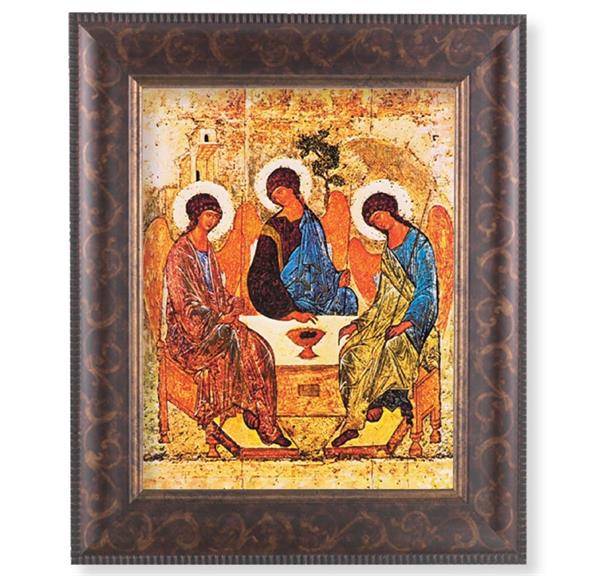 The Holy Trinity Picture, 11-1/4"x13-1/4, Antique Gold & Espresso Frame, Italian Print Under Glass # 25802