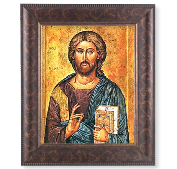 Christ The Teacher Picture, 11-1/4"x13-1/4, Antique Gold & Espresso Frame, Italian Print Under Glass # 25803