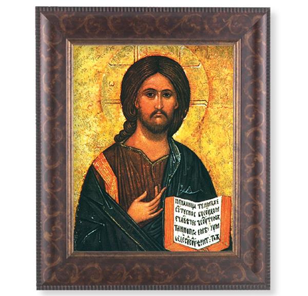 Christ All Knowing Picture, 11-1/4"x13-1/4, Antique Gold & Espresso Frame, Italian Print Under Glass # 25804