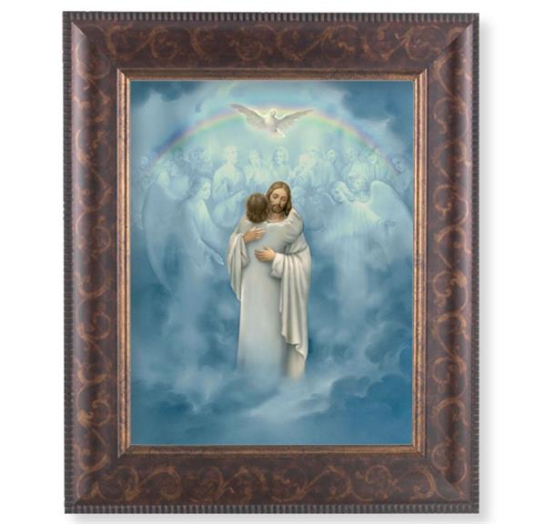 Christ Welcoming Home Picture, 11-1/4"x13-1/4, Antique Gold & Espresso Frame, Italian Print Under Glass # 25806