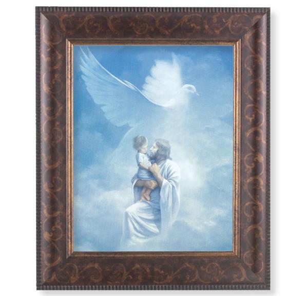 Christ Welcoming Child Picture, 11-1/4"x13-1/4, Antique Gold & Espresso Frame, Italian Print Under Glass # 25807