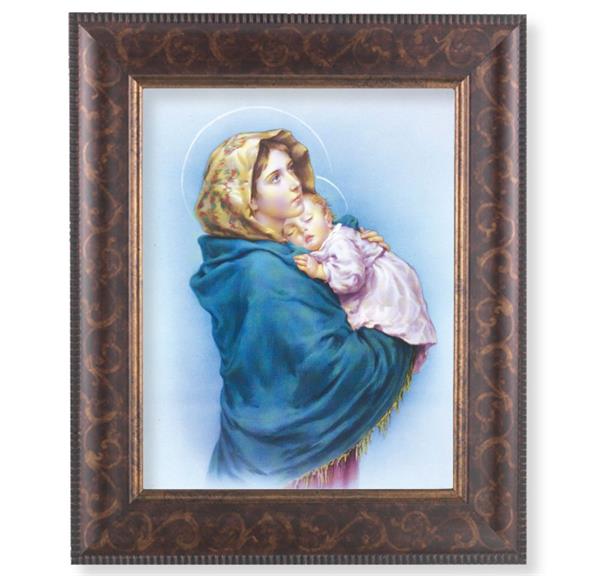 Madonna of The Street Picture, 11-1/4"x13-1/4, Antique Gold & Espresso Frame, Italian Print Under Glass # 25822