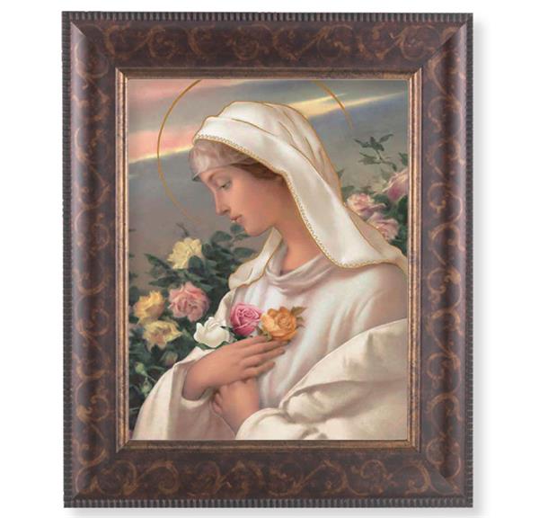 Mystical Rose Picture, 11-1/4"x13-1/4, Antique Gold & Espresso Frame, Italian Print Under Glass # 25840