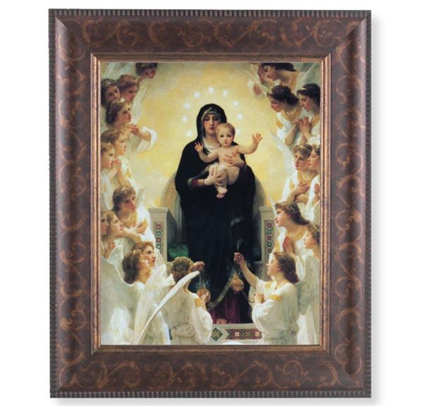 Queen of Angels Picture, 11-1/4"x13-1/4, Antique Gold & Espresso Frame, Italian Print Under Glass # 25845