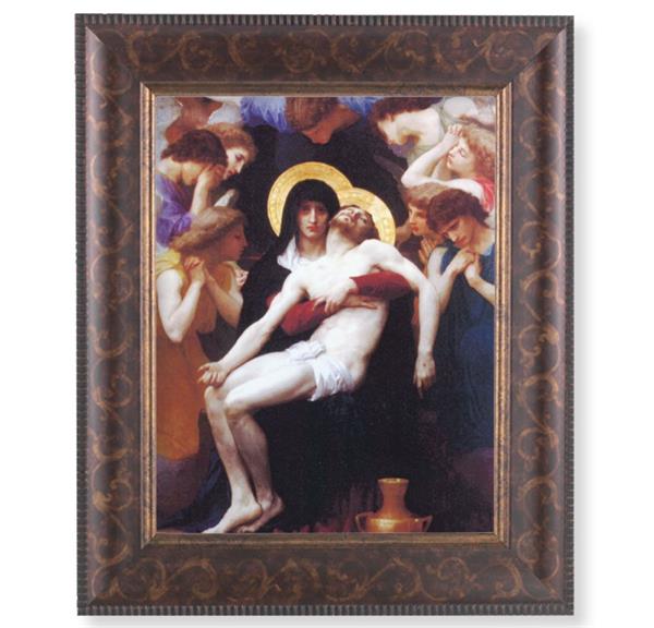 Pieta Picture, 11-1/4"x13-1/4, Antique Gold & Espresso Frame, Italian Print Under Glass # 25846