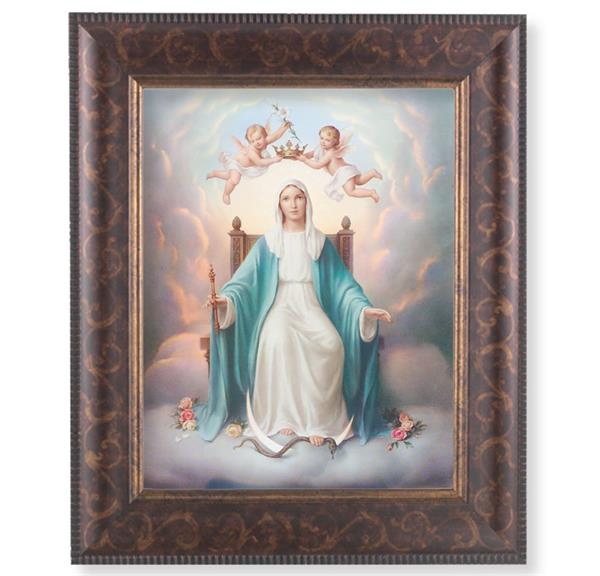 Queen of Heaven Picture, 11-1/4"x13-1/4, Antique Gold & Espresso Frame, Italian Print Under Glass # 25850