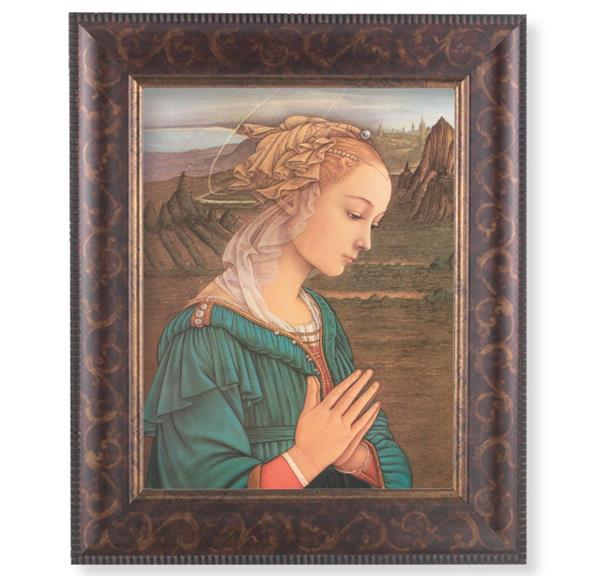 Lippi: Madonna Picture, 11-1/4"x13-1/4, Antique Gold & Espresso Frame, Italian Print Under Glass # 25854
