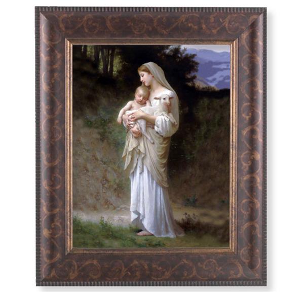 Bouguereau Divine Innocence Picture, 11-1/4"x13-1/4, Antique Gold & Espresso Frame, Italian Print Under Glass # 25863