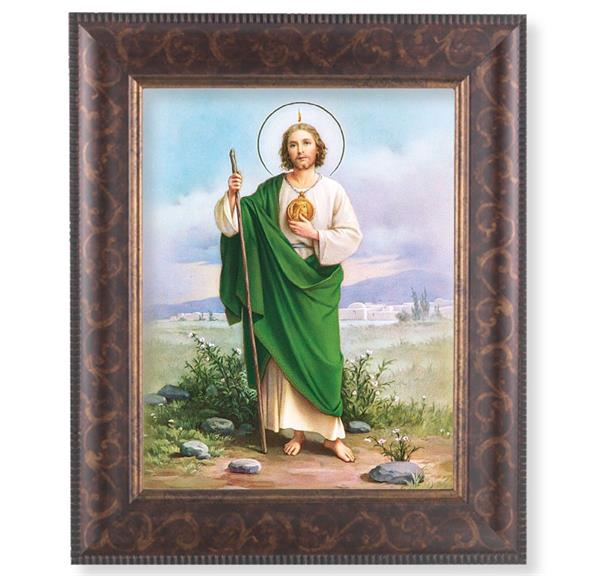 St. Jude Picture, 11-1/4"x13-1/4, Antique Gold & Espresso Frame, Italian Print Under Glass # 25868