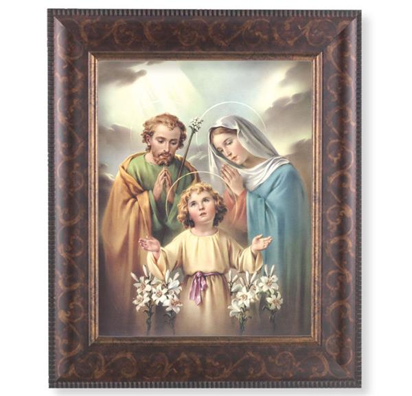 Holy Family Picture, 11-1/4"x13-1/4, Antique Gold & Espresso Frame, Italian Print Under Glass # 25874