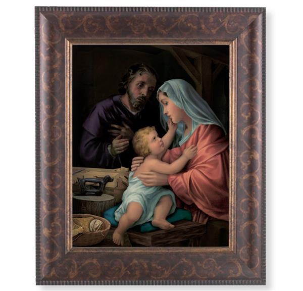 Holy Family Picture, 11-1/4"x13-1/4, Antique Gold & Espresso Frame, Italian Print Under Glass # 25876