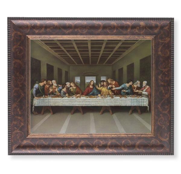 Last Supper Picture, 11-1/4"x13-1/4, Antique Gold & Espresso Frame, Italian Print Under Glass # 25877