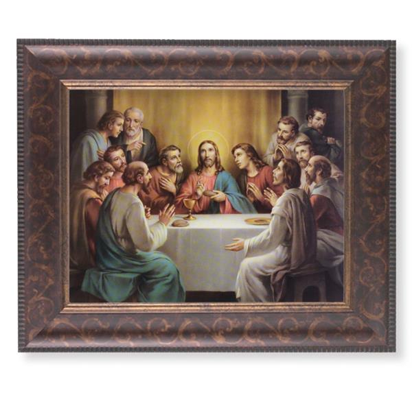 Last Supper Picture, 11-1/4"x13-1/4, Antique Gold & Espresso Frame, Italian Print Under Glass # 25878