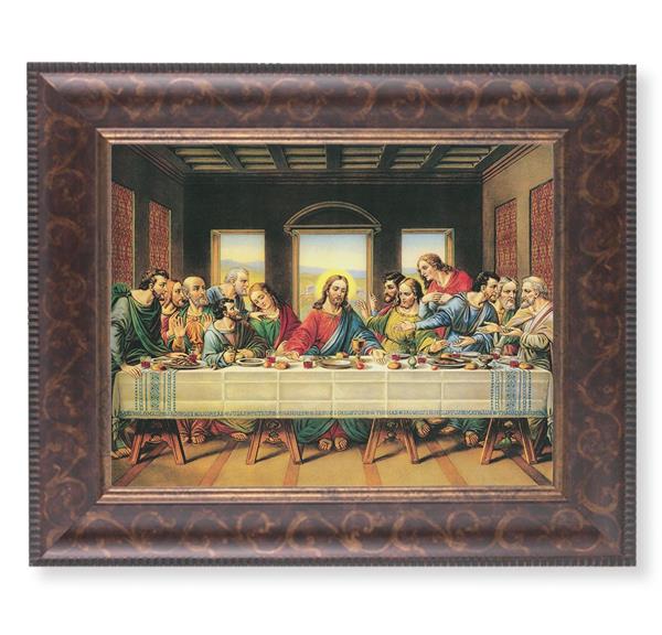 Last Supper Picture, 11-1/4"x13-1/4, Antique Gold & Espresso Frame, Italian Print Under Glass # 25879