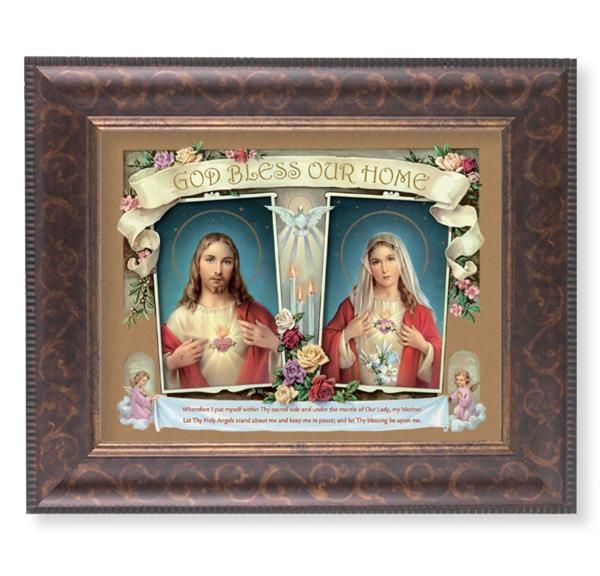 God Bless Our Home Picture, 11-1/4"x13-1/4, Antique Gold & Espresso Frame, Italian Print Under Glass # 25880