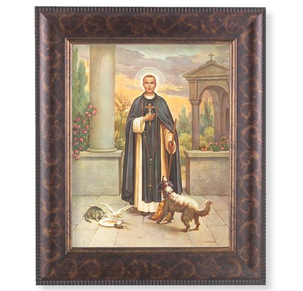 St. Martin DePorres Picture, 11-1/4"x13-1/4, Antique Gold & Espresso Frame, Italian Print Under Glass # 25885