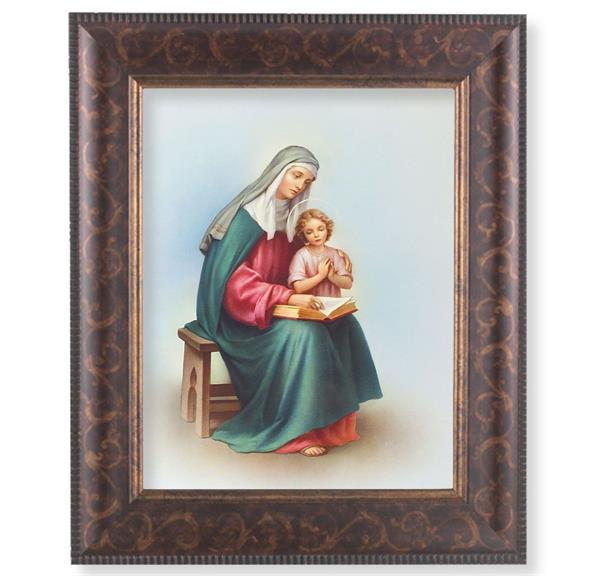 St. Anne Picture, 11-1/4"x13-1/4, Antique Gold & Espresso Frame, Italian Print Under Glass # 25894