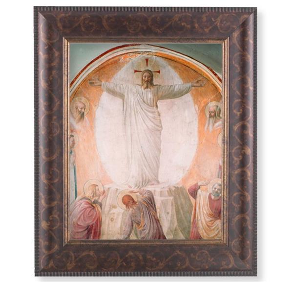 Transfiguration of Christ Picture, 11-1/4"x13-1/4, Antique Gold & Espresso Frame, Italian Print Under Glass # 25906