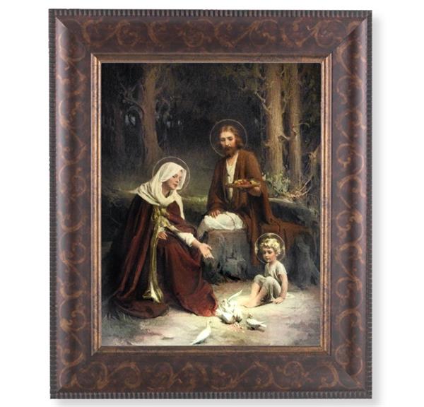 Holy Family Picture, 11-1/4"x13-1/4, Antique Gold & Espresso Frame, Italian Print Under Glass # 25912