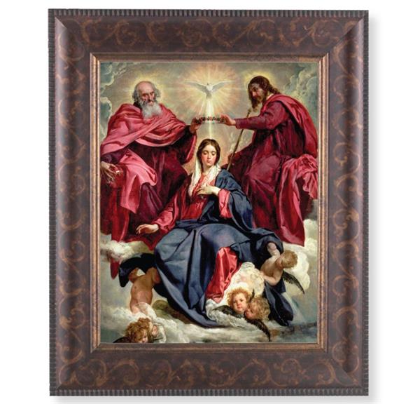 Crowning of Mary Picture, 11-1/4"x13-1/4, Antique Gold & Espresso Frame, Italian Print Under Glass # 25915