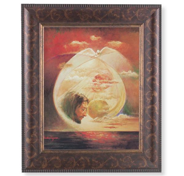 The Holy Trinity Picture, 11-1/4"x13-1/4, Antique Gold & Espresso Frame, Italian Print Under Glass # 25932