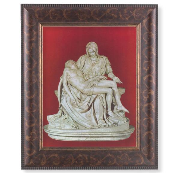 The Pieta Picture, 11-1/4"x13-1/4, Antique Gold & Espresso Frame, Italian Print Under Glass # 25933