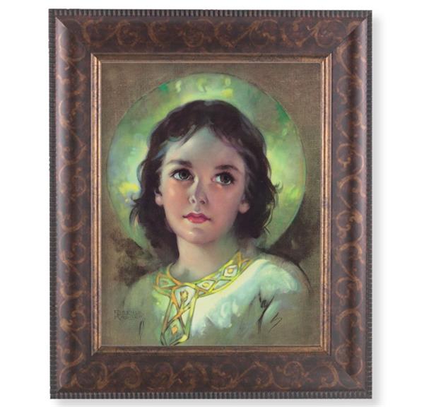 The Child Jesus Picture, 11-1/4"x13-1/4, Antique Gold & Espresso Frame, Italian Print Under Glass # 25938