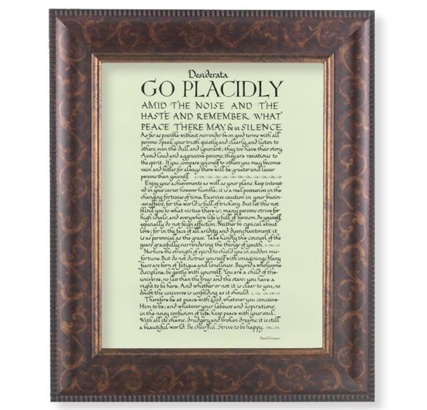 Desiderata Go Placidly Picture, 11-1/4"x13-1/4, Antique Gold & Espresso Frame, Italian Print Under Glass # 25941