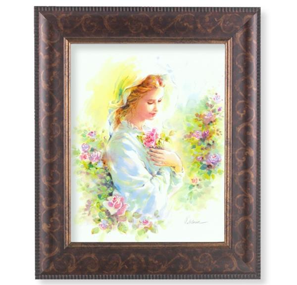 Mystical Rose Picture, 11-1/4"x13-1/4, Antique Gold & Espresso Frame, Italian Print Under Glass # 25942