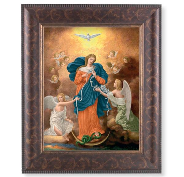 Our Lady Untier of Knots Picture, 11-1/4"x13-1/4, Antique Gold & Espresso Frame, Italian Print Under Glass # 25945