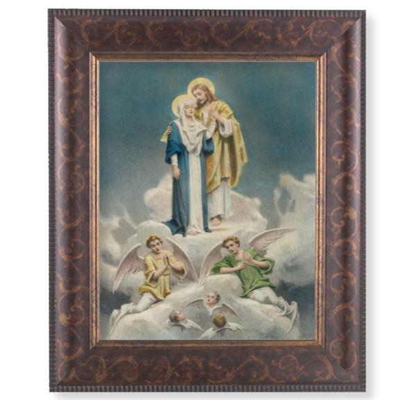 Chambers Jesus & Mary in Heaven Picture, 11-1/4"x13-1/4, Antique Gold & Espresso Frame, Italian Print Under Glass # 25948
