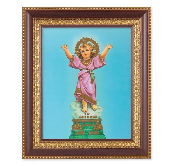 Divino Nino, 11-1/2"x13-1/2, Cherry Finish with Gold Egg & Dart Frame, Italian Print Under Glass # 25962