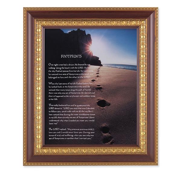 Footprints, 11-1/2"x13-1/2, Cherry Finish with Gold Egg & Dart Frame, Italian Print Under Glass # 25976
