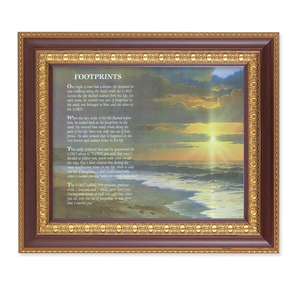 Footprints, 11-1/2"x13-1/2, Cherry Finish with Gold Egg & Dart Frame, Italian Print Under Glass # 25977