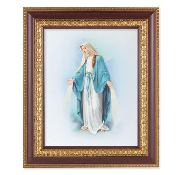 Our Lady of Grace, 11-1/2"x13-1/2, Cherry Finish with Gold Egg & Dart Frame, Italian Print Under Glass # 25989