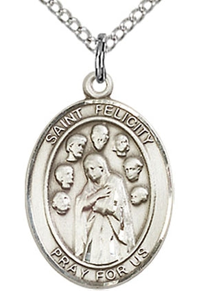 St. Felicity Oval Medal, Sterling Silver, 3/4"x9/16", 18" Chain, # 26000-sale