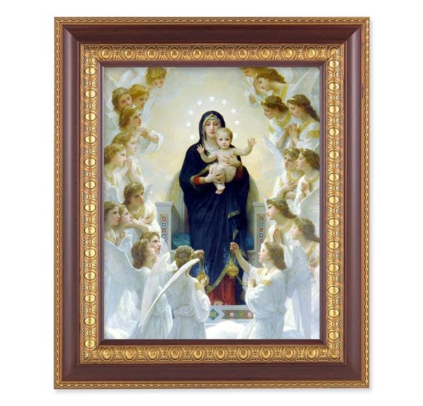 Bouguereau: Queen of Angels, 11-1/2"x13-1/2, Cherry Finish with Gold Egg & Dart Frame, Italian Print Under Glass # 26017