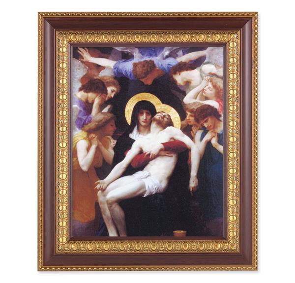 Bouguereau: Pieta, 11-1/2"x13-1/2, Cherry Finish with Gold Egg & Dart Frame, Italian Print Under Glass # 26019