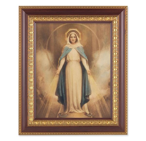Chambers: Miraculous Mary, 11-1/2"x13-1/2, Cherry Finish with Gold Egg & Dart Frame, Italian Print Under Glass # 26022