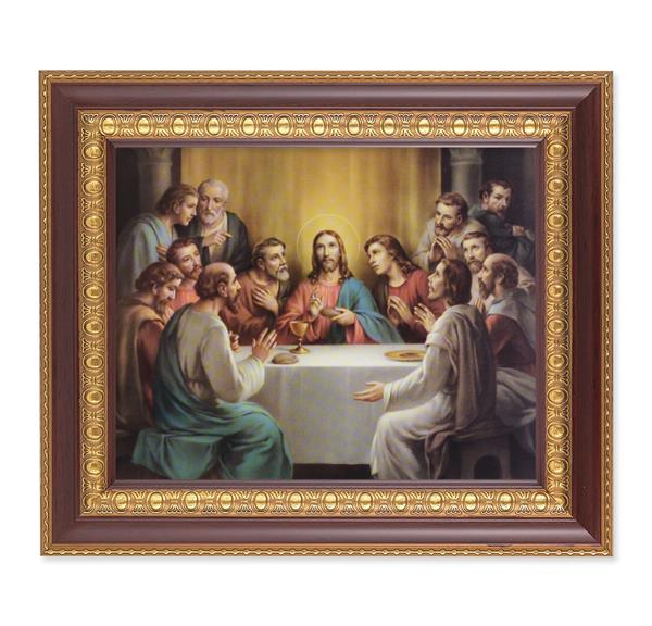 Bonella: Last Supper, 11-1/2"x13-1/2, Cherry Finish with Gold Egg & Dart Frame, Italian Print Under Glass # 26072