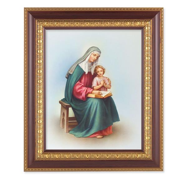 St. Anne, 11-1/2"x13-1/2, Cherry Finish with Gold Egg & Dart Frame, Italian Print Under Glass # 26095