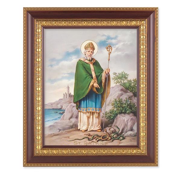 St. Patrick, 11-1/2"x13-1/2, Cherry Finish with Gold Egg & Dart Frame, Italian Print Under Glass # 26098