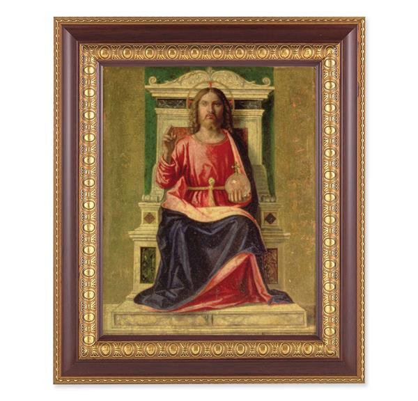 King of Heaven, 11-1/2"x13-1/2, Cherry Finish with Gold Egg & Dart Frame, Italian Print Under Glass # 26104