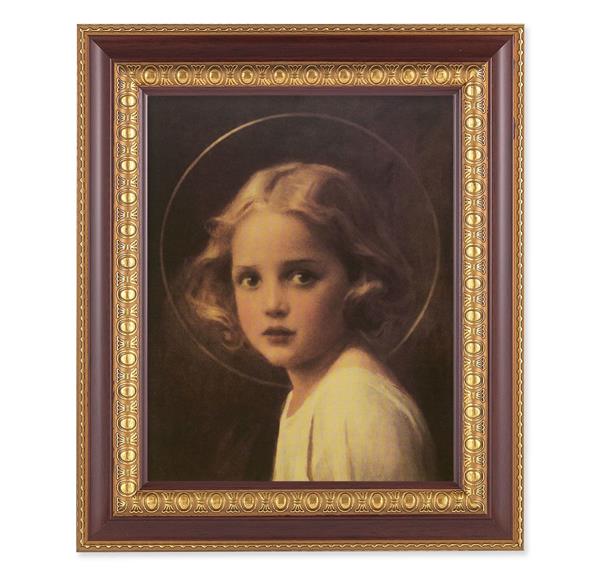 Chambers: Mary Most Holy, 11-1/2"x13-1/2, Cherry Finish with Gold Egg & Dart Frame, Italian Print Under Glass # 26108