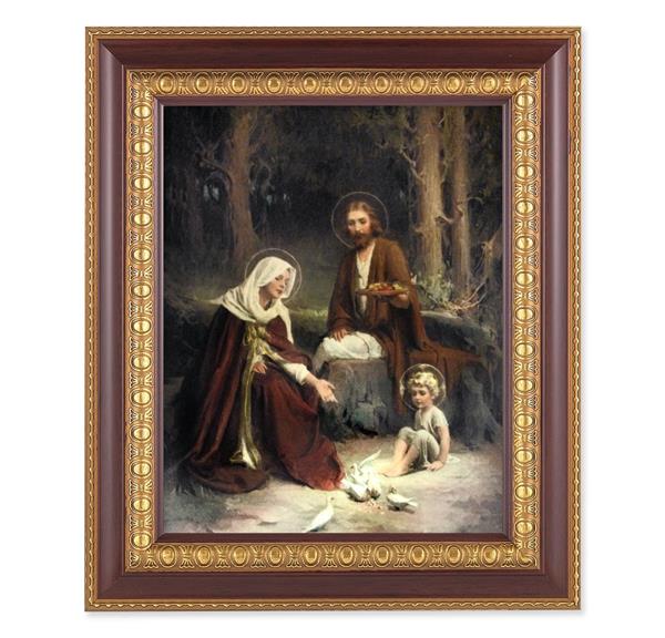 Chambers: The Holy Family, 11-1/2"x13-1/2, Cherry Finish with Gold Egg & Dart Frame, Italian Print Under Glass # 26122