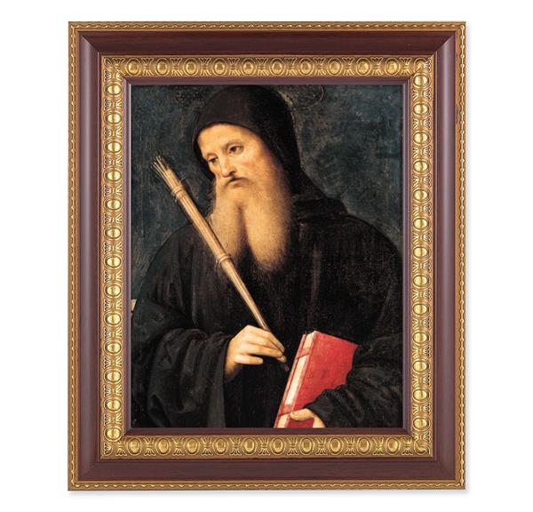 Perugino: St. Benedict, 11-1/2"x13-1/2, Cherry Finish with Gold Egg & Dart Frame, Italian Print Under Glass # 26130