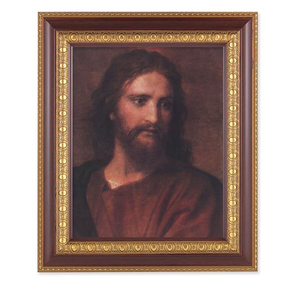 Hofmann: Christ at 33 Picture, 11-1/2"x13-1/2, Cherry Finish with Gold Egg & Dart Frame, Italian Print Under Glass # 26139